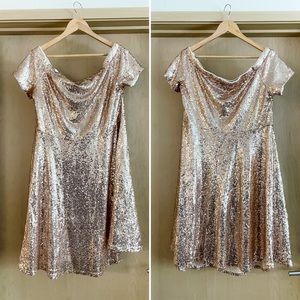 Grace Karin (Amazon) off-shoulder Rose gold sequin swing dress